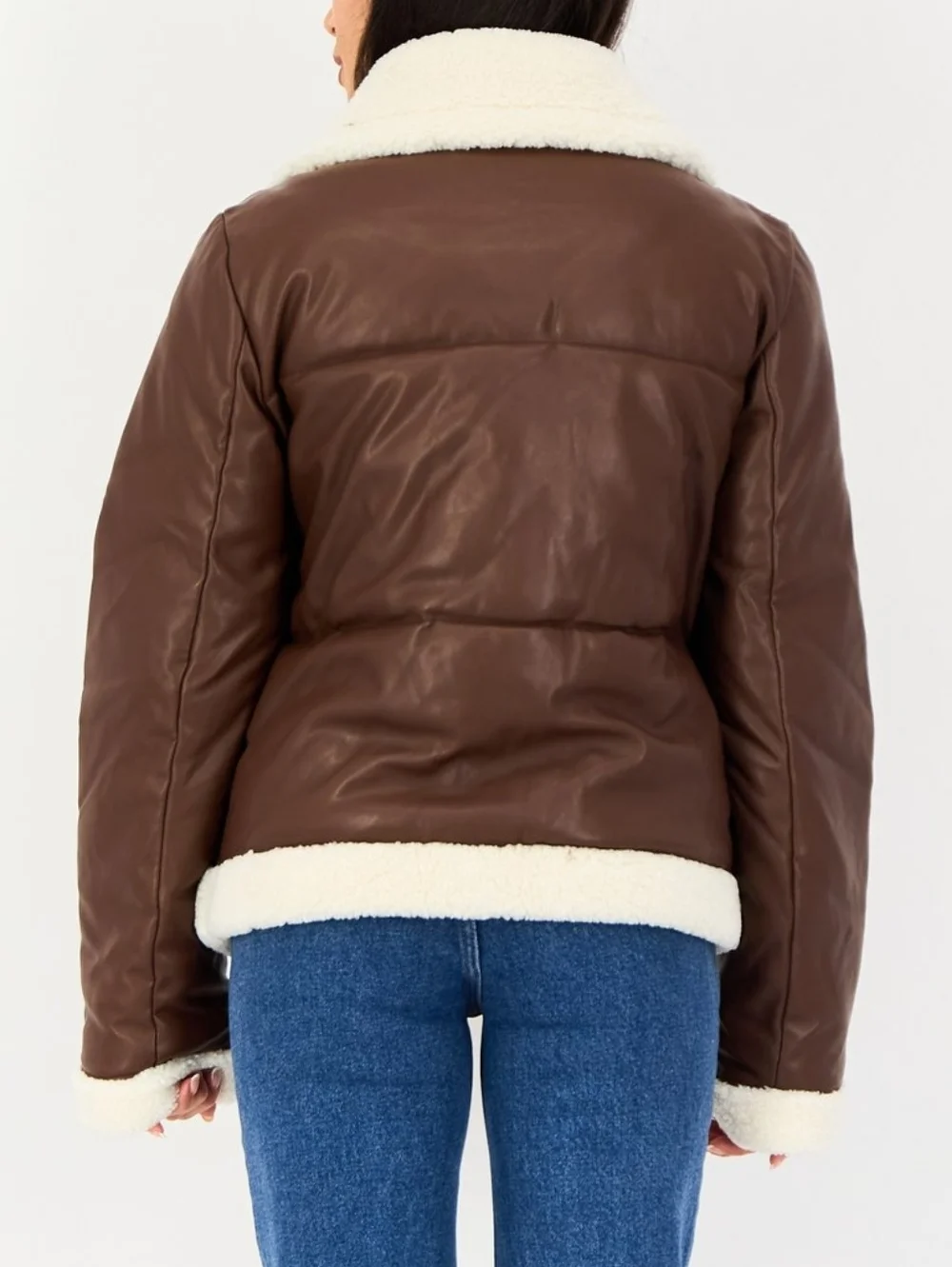 LIKE NEW Levi's Brown Faux Fur Long Sleeve zippered Sherpa Jacket Size XL
